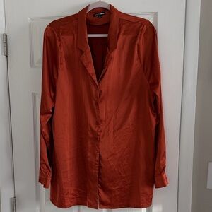 Fashion Nova Terracotta Satin Blouse